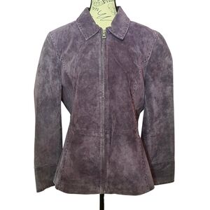 Bernardo Purple Genuine Leather Suede Zip-Front Jacket Medium Y2K